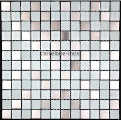 tile stainless steel and glass 1 m2 of mosaic faience DOBLO WHITE