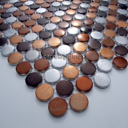 mosaico de aluminio, suelo de cuarto de baño con ducha circle-maron