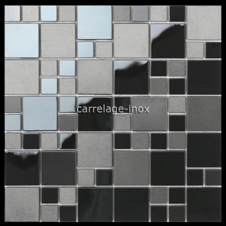 mosaico en acero inoxidable negro mate y espejo splashback cocina Eska