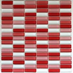 splashback de cristal mosaico de cristal de la ducha rectangular-color rojo