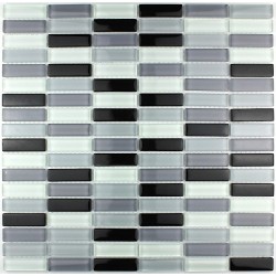 splashback de cristal mosaico de cristal de la ducha rectangular-negro
