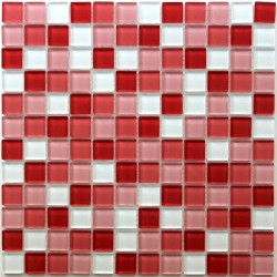 mosaico de vidrio en baño de piscina hammam rojo mix