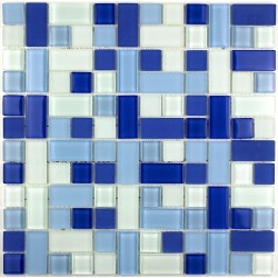 Carrelage en verre cuisine et salle de bain cubic-bleu