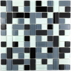 plaque mosaïque verre salle de bain douche cubic noir