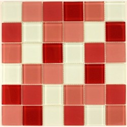 mosaic glass shower bathroom splashback red kitchen 48