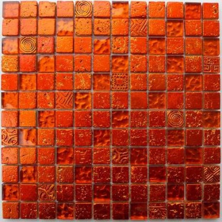 Mosaico para baño y ducha cristal y piedra Alliage Orange