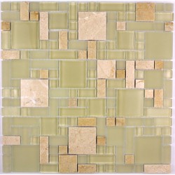 azulejo de mosaico de ducha ducha de cristal y piedra lutece-sable