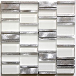 azulejo de mosaico de aluminio vidrio azulejos cocina Albi Blanc