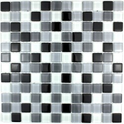 mosaic glass shower bathroom splashback kitchen black-mix