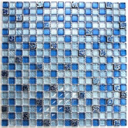 Mosaique bleu en verre et pierre Dimas