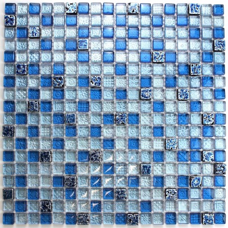 Mosaic blue glass and stone Dimas