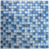 Mosaico de vidrio azul y piedra Dimas