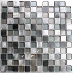 Mosaique aluminium et verre cuisine crédence HEHO