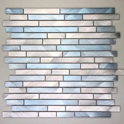 Mosaique aluminium mur fond de hotte blend-bleu