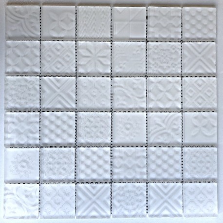 Azulejo malla mosaico blanco para pared cocina y baño mv-oskar