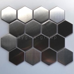 Hexagon brushed steel tile for wall kitchen Kiel
