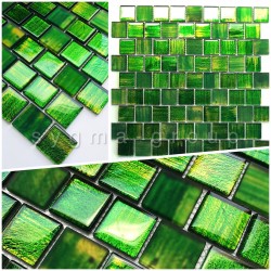carrelage echantillon mosaique verre mur drio vert
