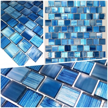 echantillon mosaique en verre modele drio bleu