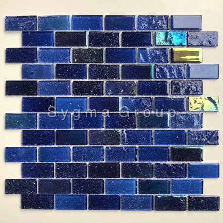 Mosaico de vidrio azul para el baño y la cocina Kalindra Bleu
