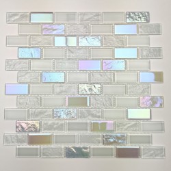 Glass mosaic for kitchen or bathroom walls Kalindra Blanc