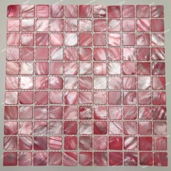 Mother of pearl mosaic shell floor and wall tiles Nacarat Rouge