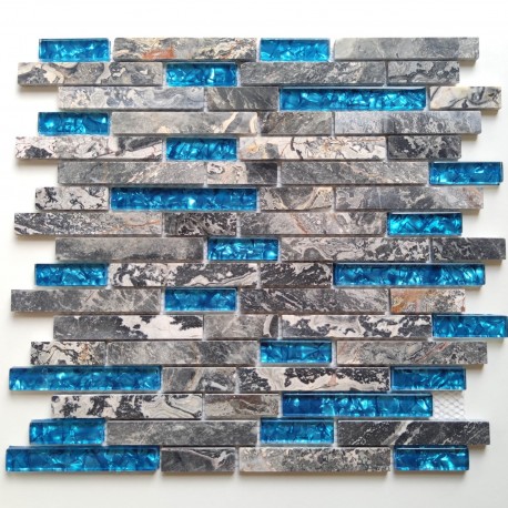 stone and glass mosaic tile for wall model Olof Bleu