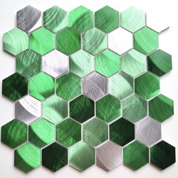 Green metal aluminium mosaic tile model Abbie Vert