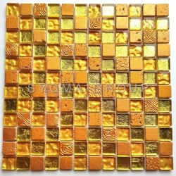 Mosaic tile stone and glass wall Alliage Or