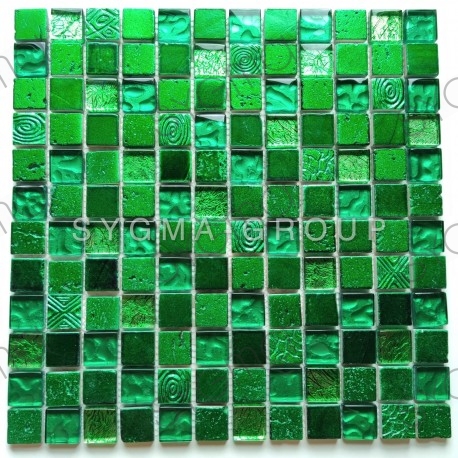 azulejo de mosaico de ducha ducha de cristal y piedra Alliage Vert