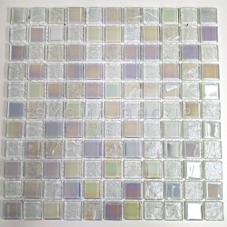 Mosaico de pared en el baño y la ducha de vidrio Habay Blanc